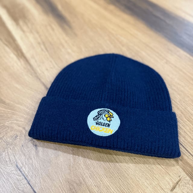 Navy Blue Golden Chicken Beanie.